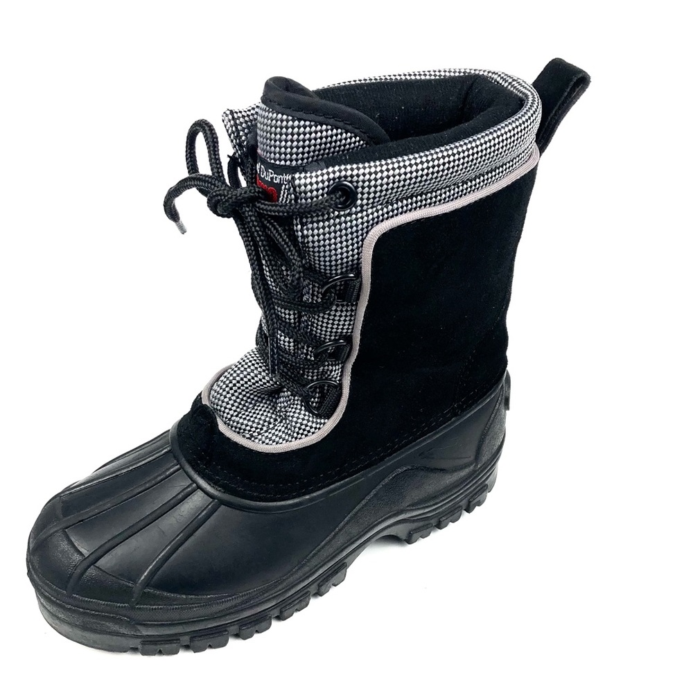Coasters Kids Black Suede Thermolite Lace Up Boots Size 3